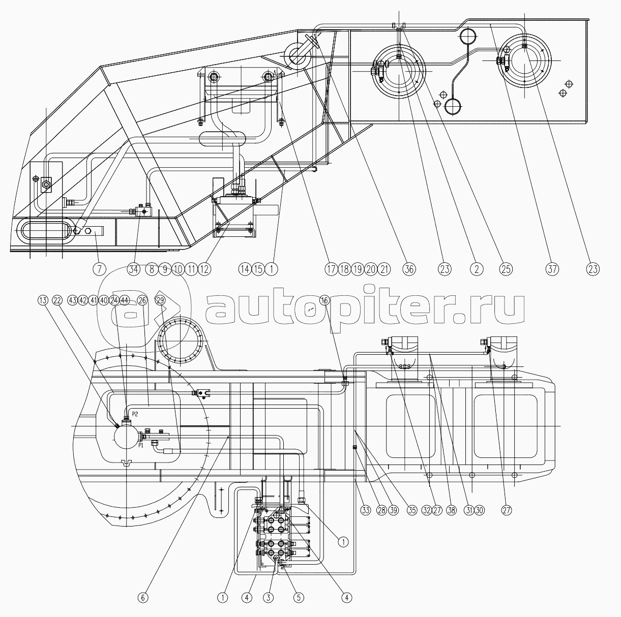 111201572 Inlet & Outlet & Leak pipeline Assembly