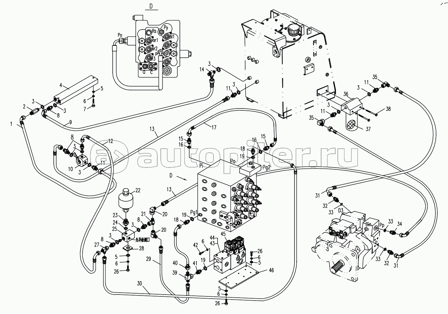 HYDRAULIC SYSTEM FOR PILOT PART 1 (APPLY TO 870D TYPE,TOSHIBA SYSTEM)