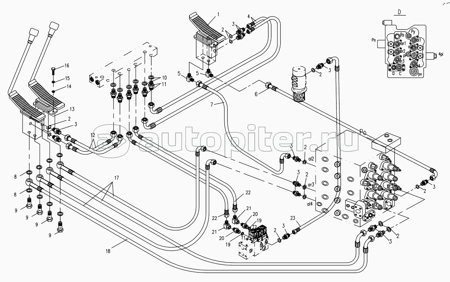 HYDRAULIC SYSTEM FOR PILOT PART 4 (APPLY TO 870D TYPE,TOSHIBA SYSTEM)