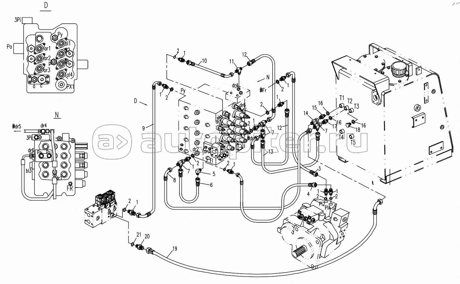 HYDRAULIC SYSTEM FOR PILOT PART 6 (APPLY TO 870D TYPE,TOSHIBA SYSTEM)