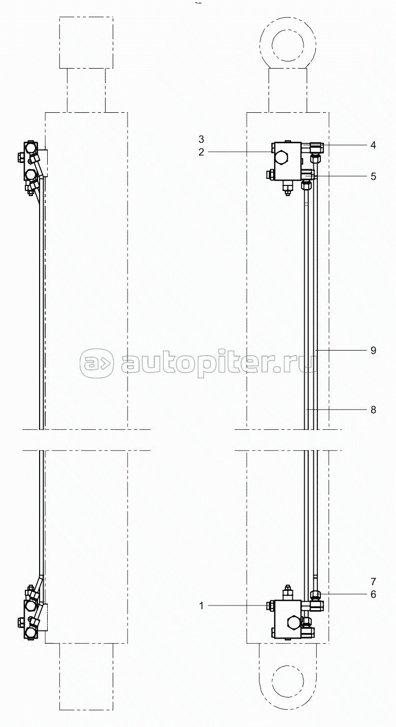 Two-section arm cylinder layout diagram 001615449A0005000