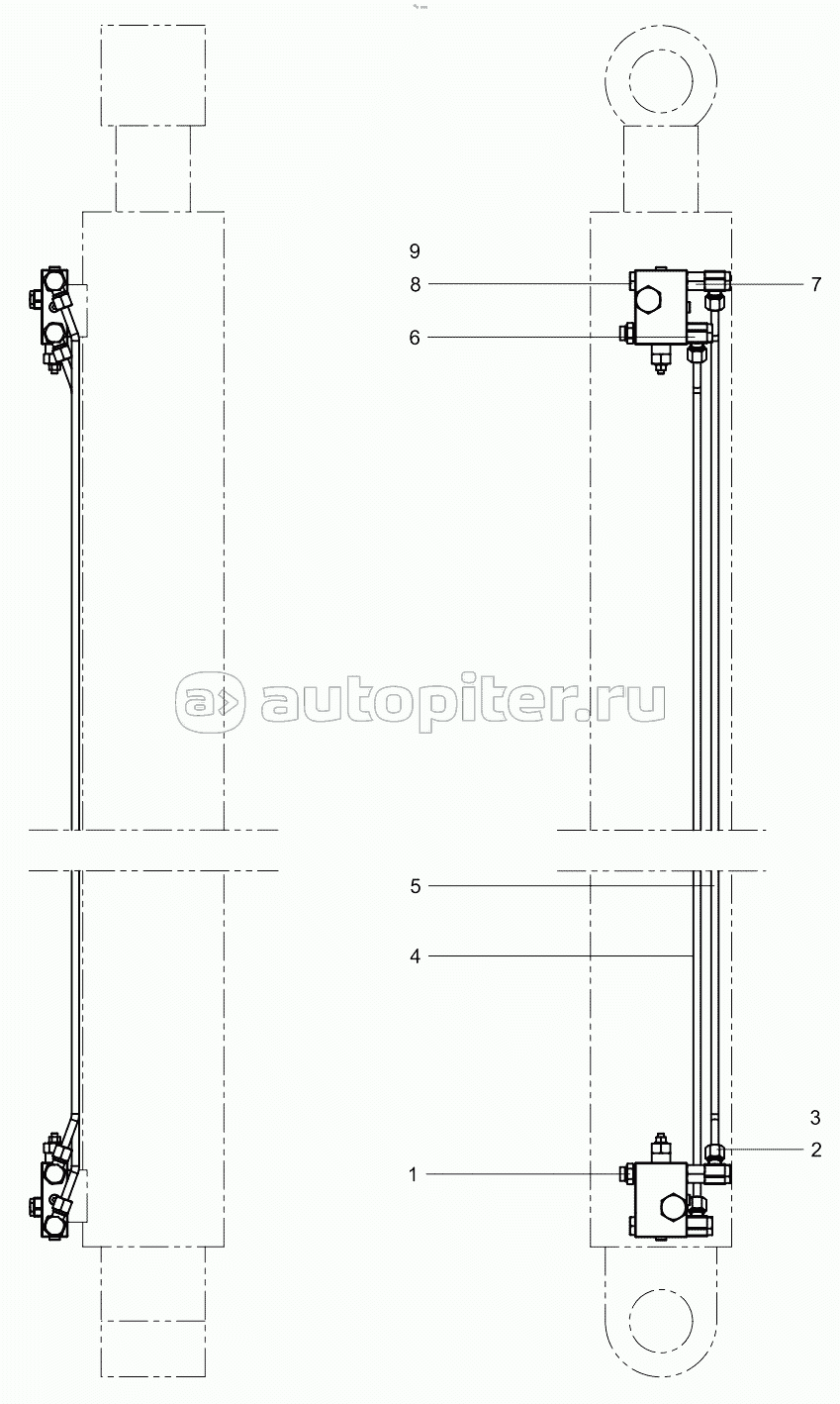 Three-section arm cylinder layout diagram 001615449A0006000