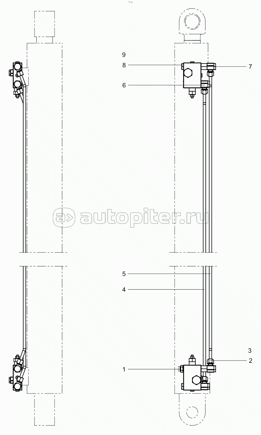 Four-section arm cylinder layout diagram 001615449A0007000