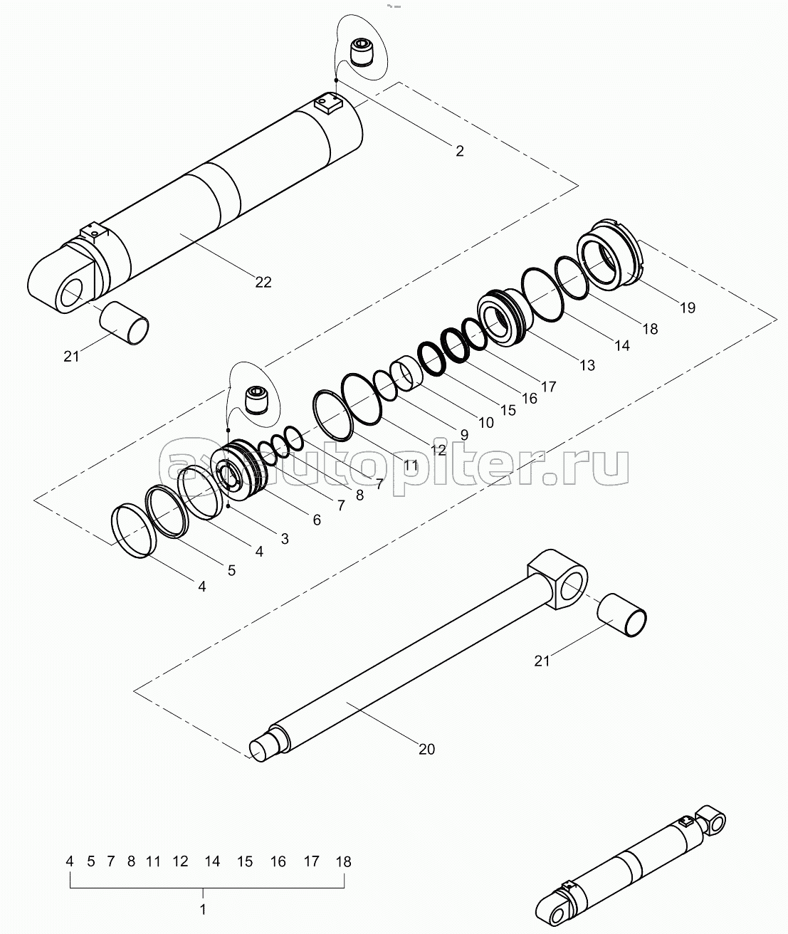 One-section arm cylinder 001615407A0100000