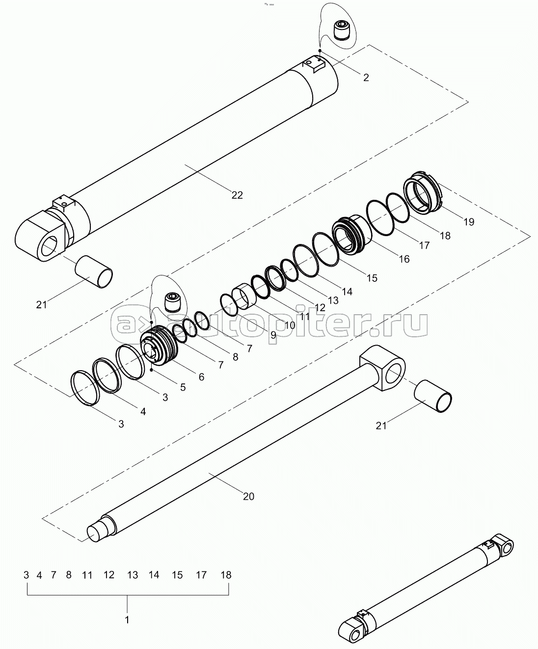 Two-section arm cylinder 001615407A0200000