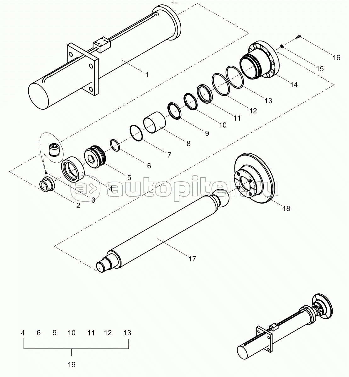 Outrigger vertical cylinder 001615404A0300000