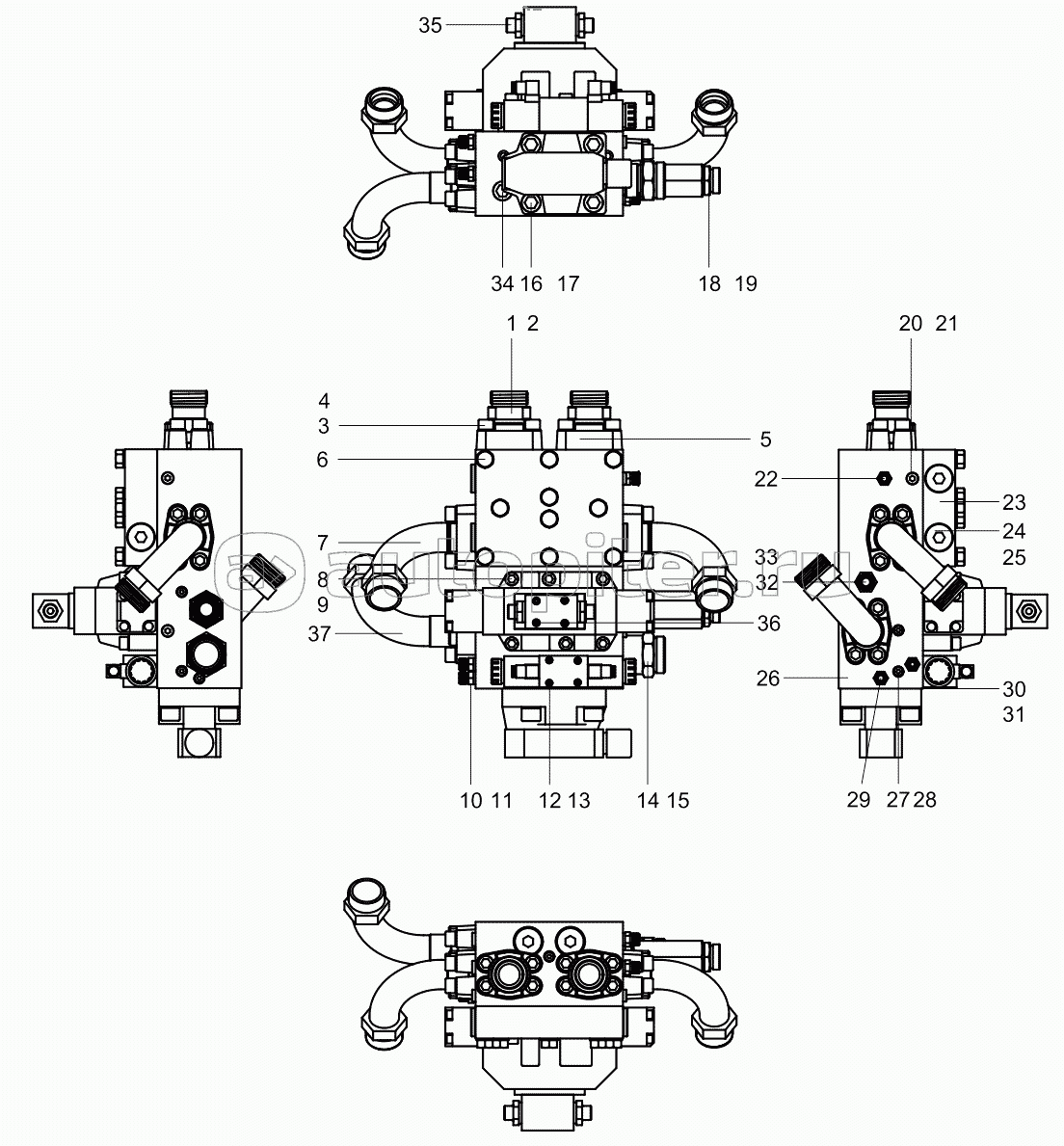 High and low pressure switching valve set 001614718A0002000