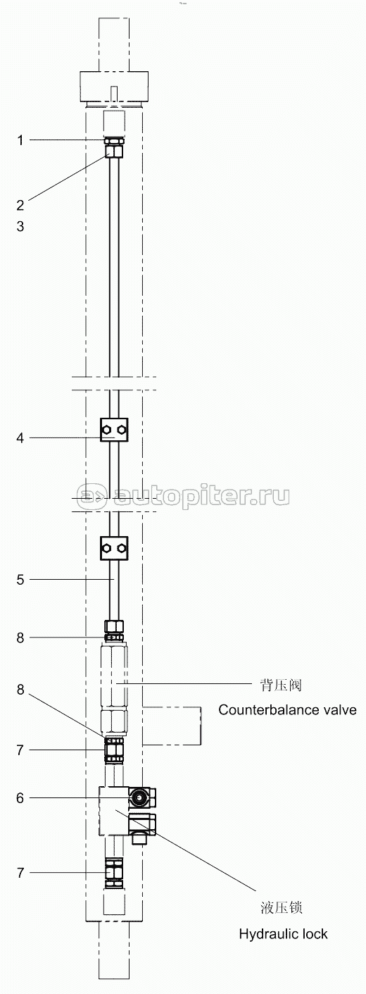 Left front horizontal telescopic cylinder layout diagram 001615457A0005000