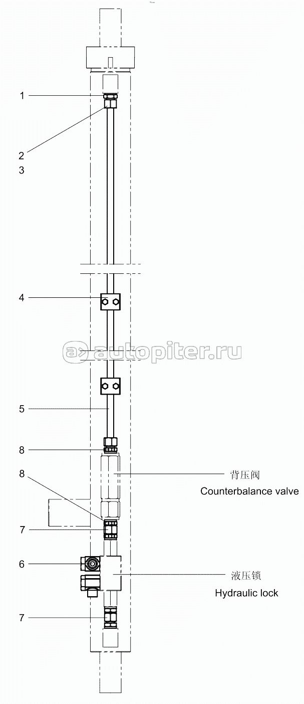 Right front horizontal telescopic cylinder layout diagram 001615457A0006000