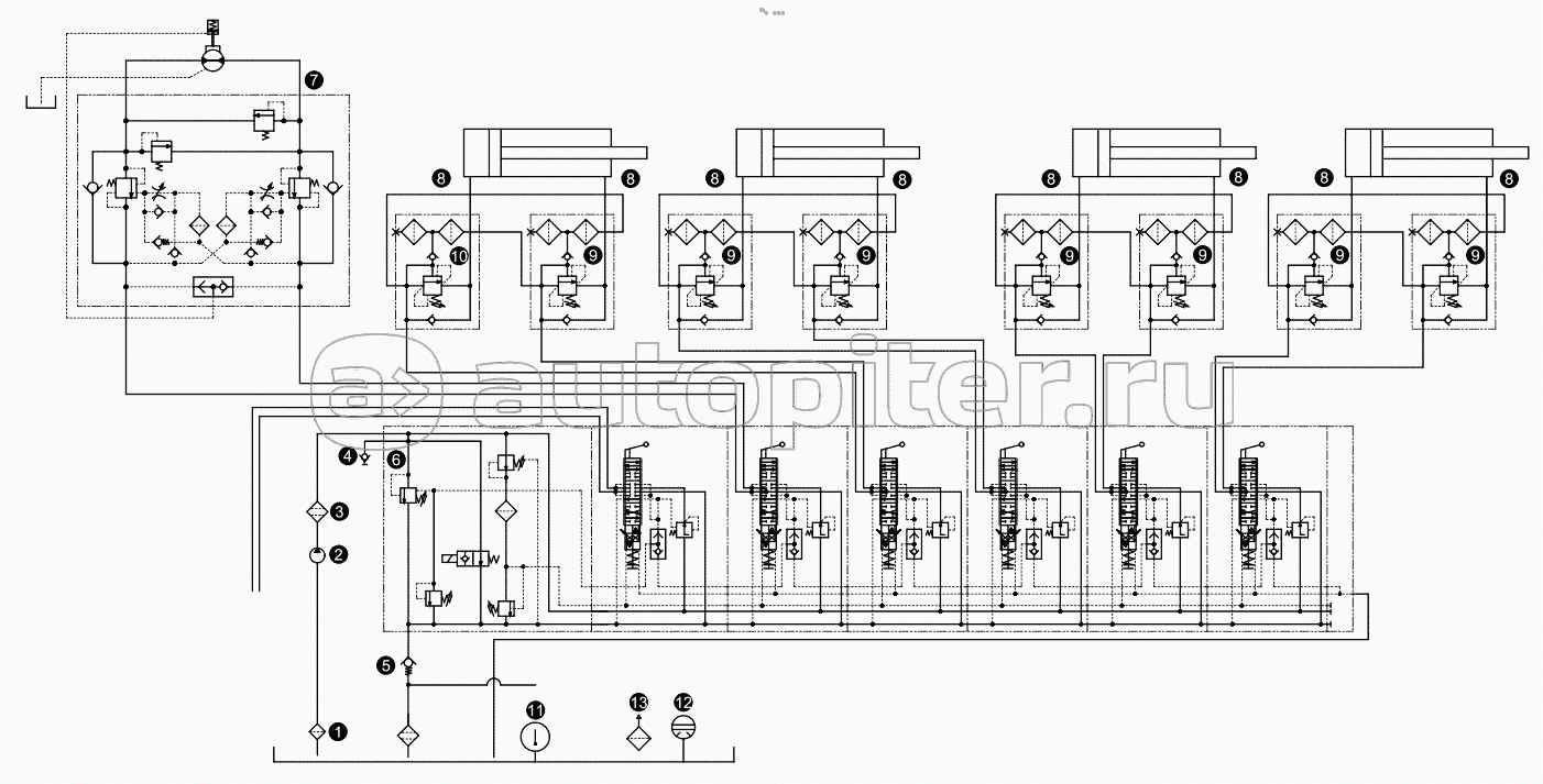 Hydraulic schematic diagram of boom 001615450A0000000