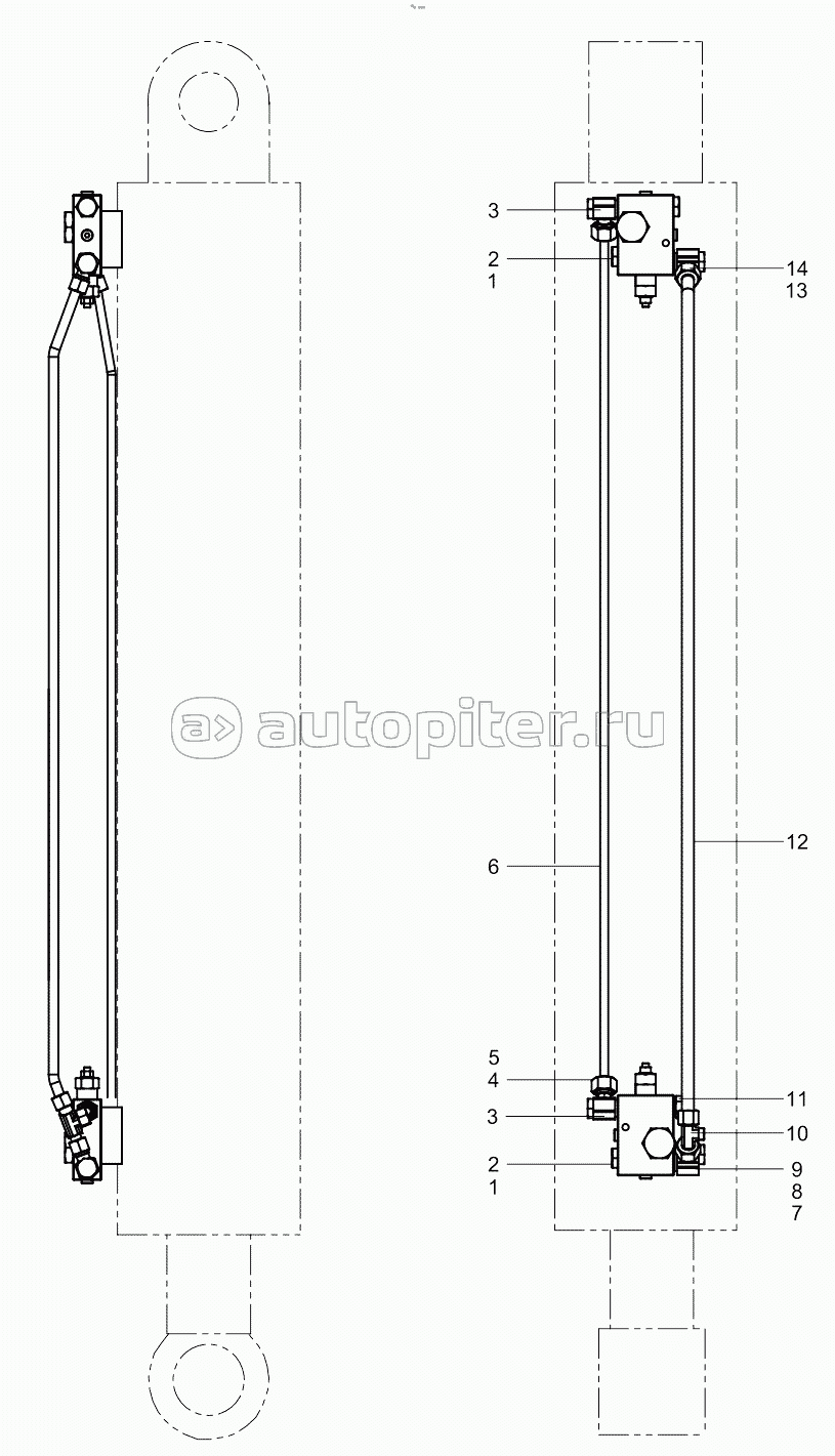 One-section arm cylinder layout diagram 001615449A0004000