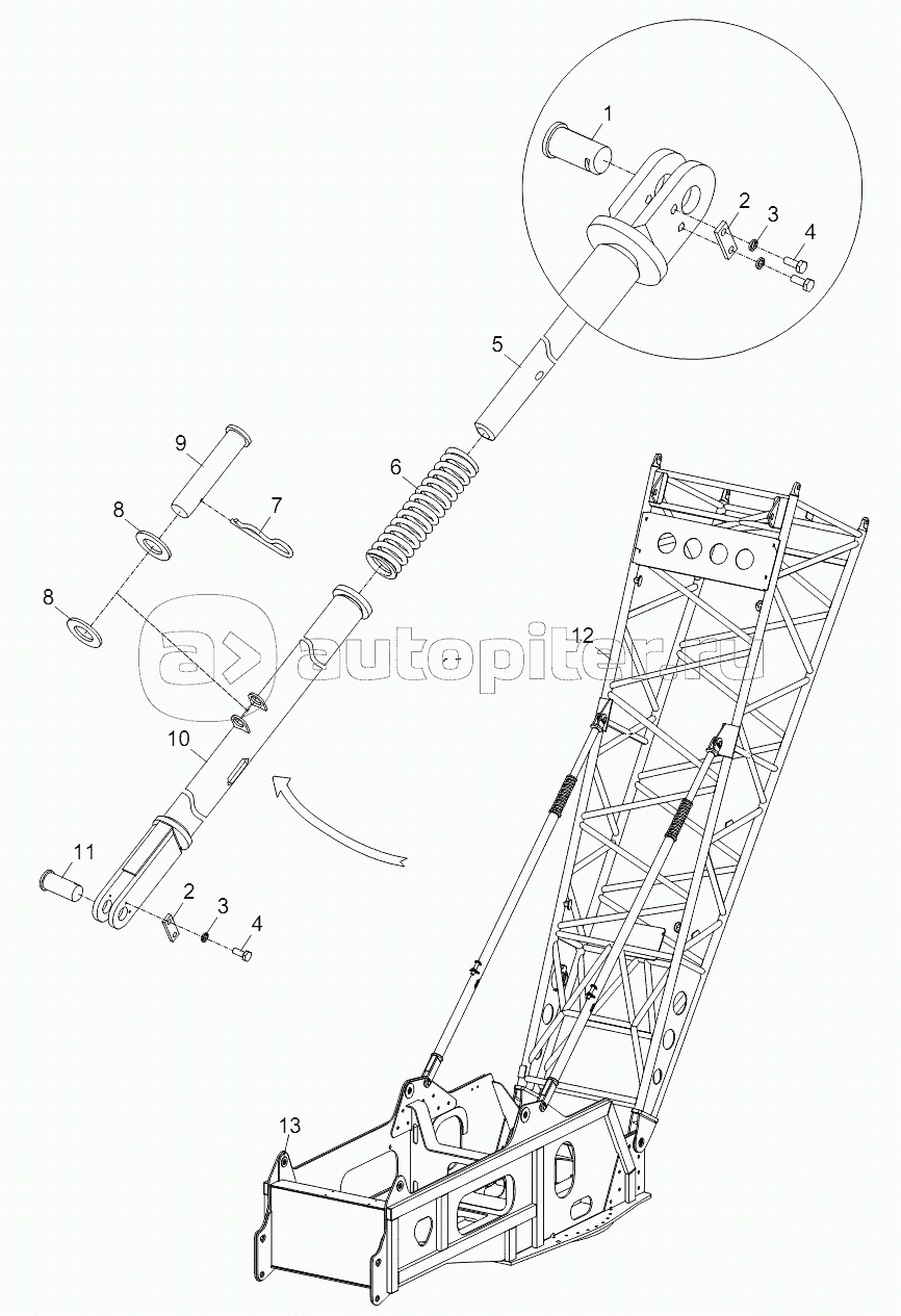 MAIN BOOM TILTING-BACK SUPPORT D00663003100200002Y