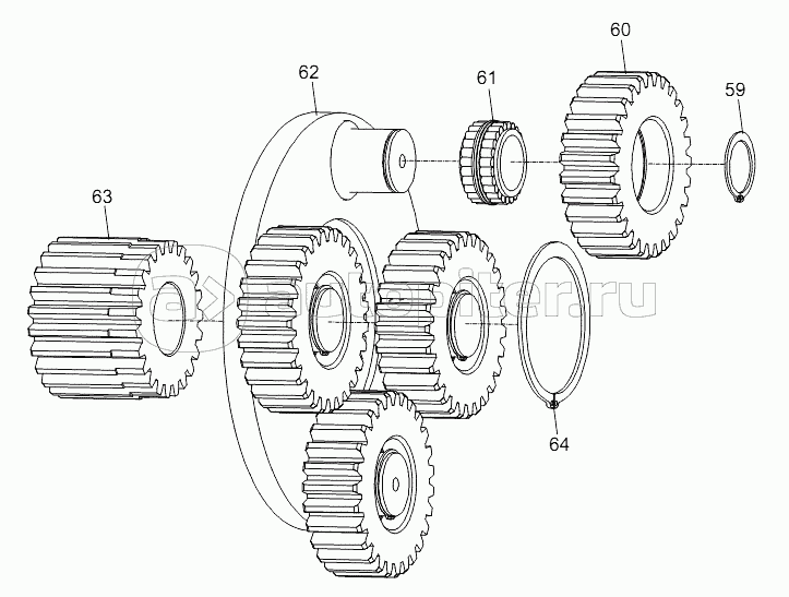 WINCH REDUCER (SECONDARY PLANET CARRIER ASSY.) D1030201281_100014Y