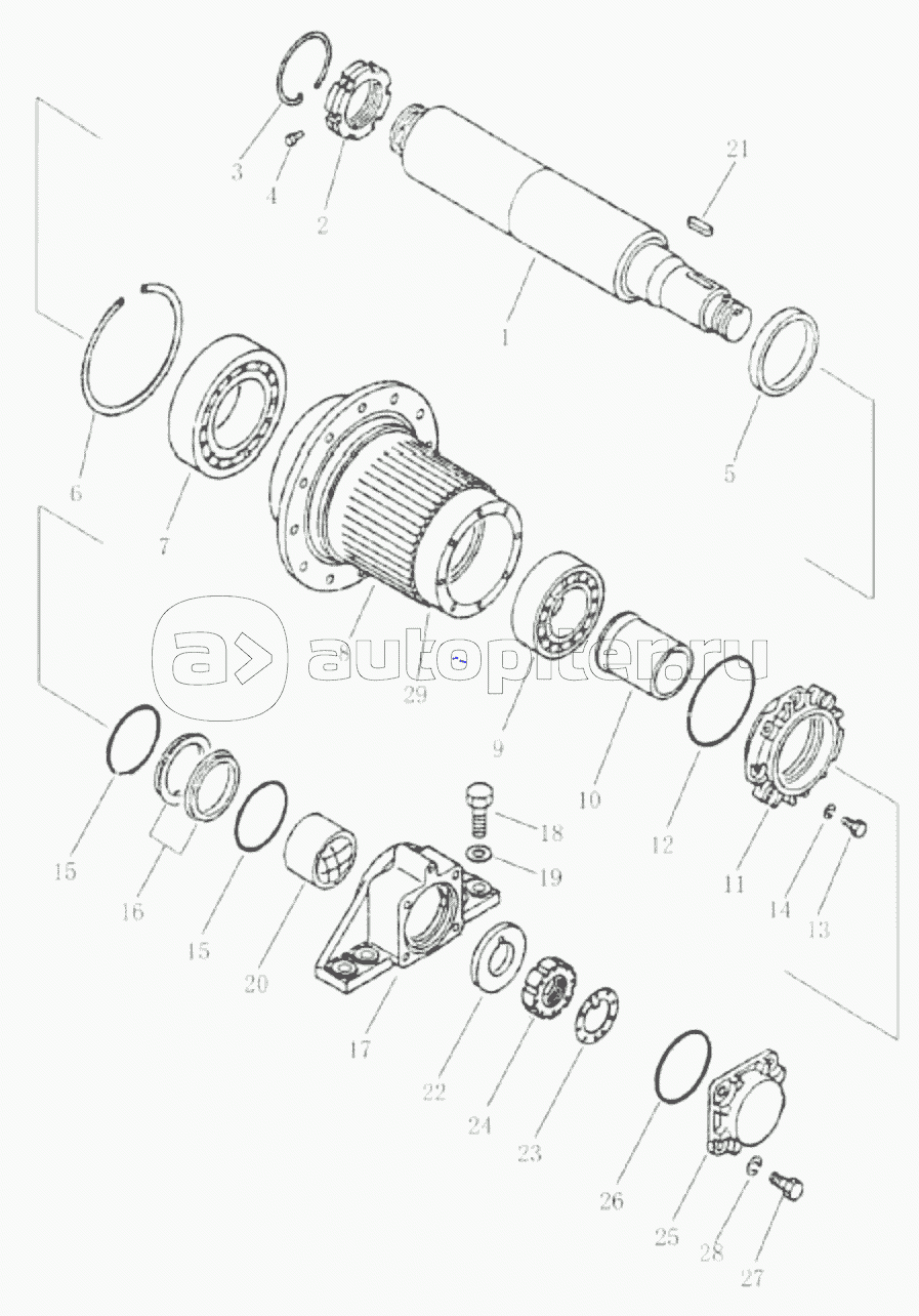 Ось и ступица окончательного привода (Для ZD160TS/TSH/TCS-3) (004904027A0000000)