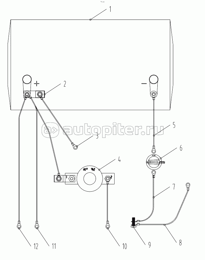 Power line 00771106210450000 (with engine Perkins) Terminal components